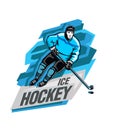 Ice hockey emblem with hockey player. Royalty Free Stock Photo