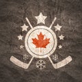Ice hockey emblem. Stone material grunge texture Royalty Free Stock Photo