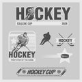 Ice hockey emblems with hockey player.