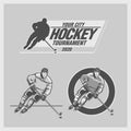 Ice hockey emblems with hockey player.