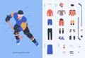 Ice hockey equipment guide for adult male player Royalty Free Stock Photo