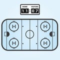 Ice hockey field plan with score board