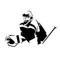 Ice hockey goalie, abstract isolated vector silhouette. Hockey logo Royalty Free Stock Photo