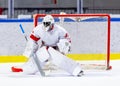 Ice hockey goalie during a game Royalty Free Stock Photo