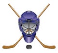 Ice Hockey Goalie Mask Sticks and Puck Royalty Free Stock Photo