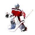 Ice hockey goalie, polygonal vector illustration Royalty Free Stock Photo