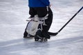 Ice Hockey Goalie shot slapshot start stick . Royalty Free Stock Photo