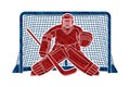 Ice Hockey Goalie, sport player cartoon action graphic Royalty Free Stock Photo