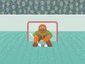 Ice Hockey Goalkeeper - Pixel Art Illustration