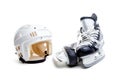 Ice Hockey Helmet and Skates Isolated on White Royalty Free Stock Photo