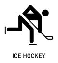 Ice Hockey icon, label, badge, logo template. Hockey sticks, cues with puck isolated on white background. Vector illustration. Royalty Free Stock Photo