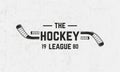 Ice Hockey league. Vintage hockey emblem with hockey cues. Royalty Free Stock Photo