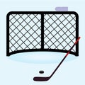 Ice hockey net gate with hockey stick and puck eps10 Royalty Free Stock Photo