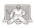 Ice Hockey player action cartoon sport graphic Royalty Free Stock Photo