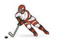 Ice Hockey player action cartoon sport graphic Royalty Free Stock Photo