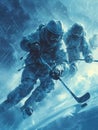 Ice hockey player action illustration Royalty Free Stock Photo