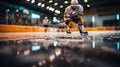 Ice hockey player on the ice in action, motion blur background Royalty Free Stock Photo