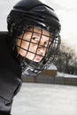 Ice hockey player boy. Royalty Free Stock Photo