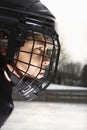 Ice hockey player boy. Royalty Free Stock Photo