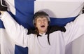 Ice hockey player with finnish flag Royalty Free Stock Photo