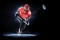 Ice hockey player isolated on black background Royalty Free Stock Photo