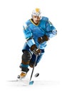 Ice hockey player isolated on black background