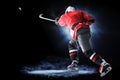 Ice hockey player isolated on black background Royalty Free Stock Photo