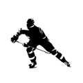 Ice hockey player, isolated vector silhouette, front view Royalty Free Stock Photo