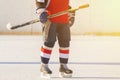 Ice hockey player on practice training game skills f