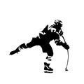 Ice hockey player shooting puck, vector icon