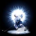 Ice Hockey player is skating on a abstract background