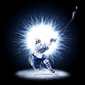 Ice Hockey player is skating on a abstract background Royalty Free Stock Photo