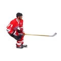 Ice hockey player skating, isolated geometric vector illustration. Low poly drawing. Winter team sport athlete Royalty Free Stock Photo