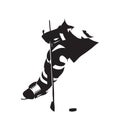 Ice hockey player skating with puck. Abstract isolated vector silhouette. Hockey logo Royalty Free Stock Photo