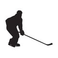 Ice hockey player, isolated vector silhouette. Side view Royalty Free Stock Photo