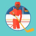 Ice hockey player with stick vector illustration. Royalty Free Stock Photo