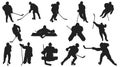 Ice hockey players silhouettes vector set Royalty Free Stock Photo