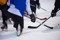 Ice hockey players team meeting with trainer Royalty Free Stock Photo