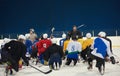 Ice hockey players team meeting with trainer Royalty Free Stock Photo