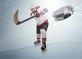 Ice hockey puck hit the opponent visor Royalty Free Stock Photo