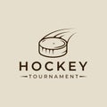 ice hockey puck logo line art vintage vector illustration template icon graphic design. winter sport club sign or symbol for Royalty Free Stock Photo