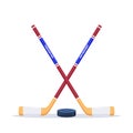 Ice Hockey puck and sticks. Sport symbol. Vector Illustration isolated on white background Royalty Free Stock Photo