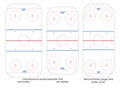 Ice hockey rink top view. International and North American sport arena size comparison. Royalty Free Stock Photo