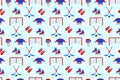 Ice hockey samless pattern. Vector background. Men`s ice hockey repeated texture. Wallpaper for winter sports designs, clothes pr