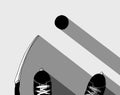 Ice hockey skates stick and puck top view grayscale Royalty Free Stock Photo