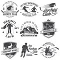 Ice Hockey, Ski and Snowboard Club emblem. Vector. Concept for shirt, print, stamp, badge. Vintage typography design