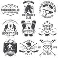 Ice Hockey, Ski and Snowboard Club emblem. Vector. Concept for shirt, print, stamp, badge. Vintage typography design