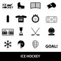Ice hockey sport black icons set Royalty Free Stock Photo