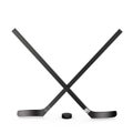 Ice hockey sticks and puck, 3d