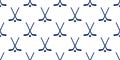 Ice hockey sticks and puck seamless pattern with simple sport symbols. Hockey vector print. Winter sporting repeated